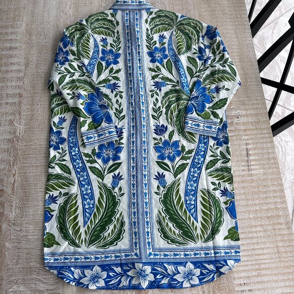 Farm Rio Chemise Dress Tropicance Floral Blue/Green NWT Large/Medium - Picture 7 of 8